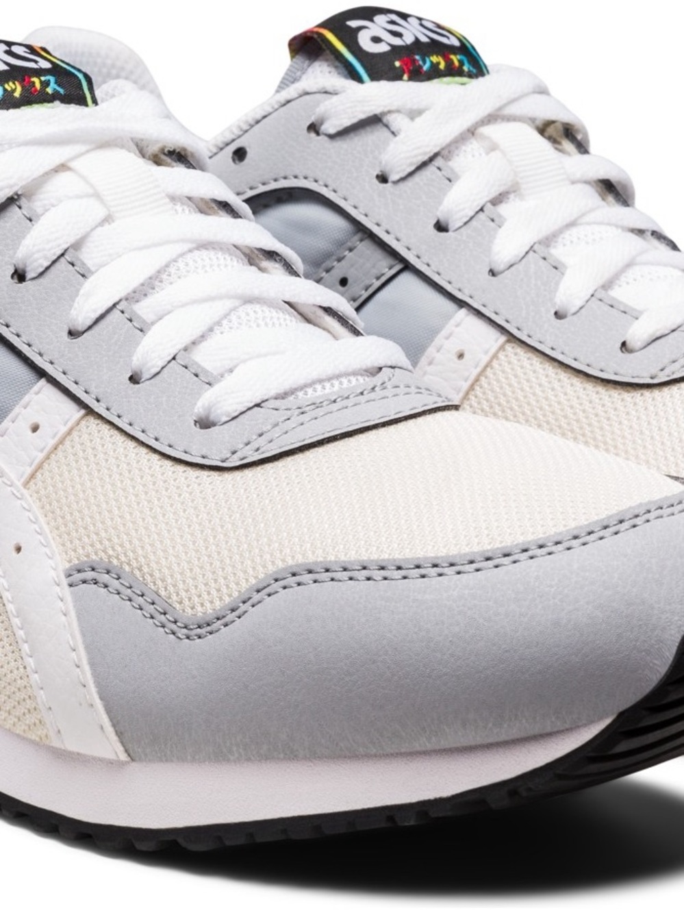 ASICS Men's Cream and Gray Retro Runner Sneakers